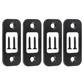 Deadbolt Strike Plate Door Backplate, 1" x 2-1/4" Round Corner Door Strike Plate with Screws, Matte Black - 4 Pack