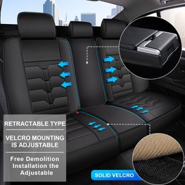 IKABEVEM Seat Covers Fit for Volkswagen VW Tiguan 2009-2024 Full Set Car Seat Cover Faux Leather Seat Cushion Waterproof Auto Protectors(Black)-2 Rows 5 Seats