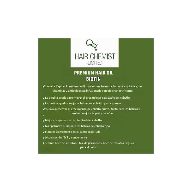 Hair Chemist Biotin Pro-Growth - Aceite para el cabello de