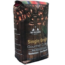 Two Volcanoes Coffee - Gourmet Guatemala Whole Bean Medium Roast Single-Origin Coffee. 1 lb