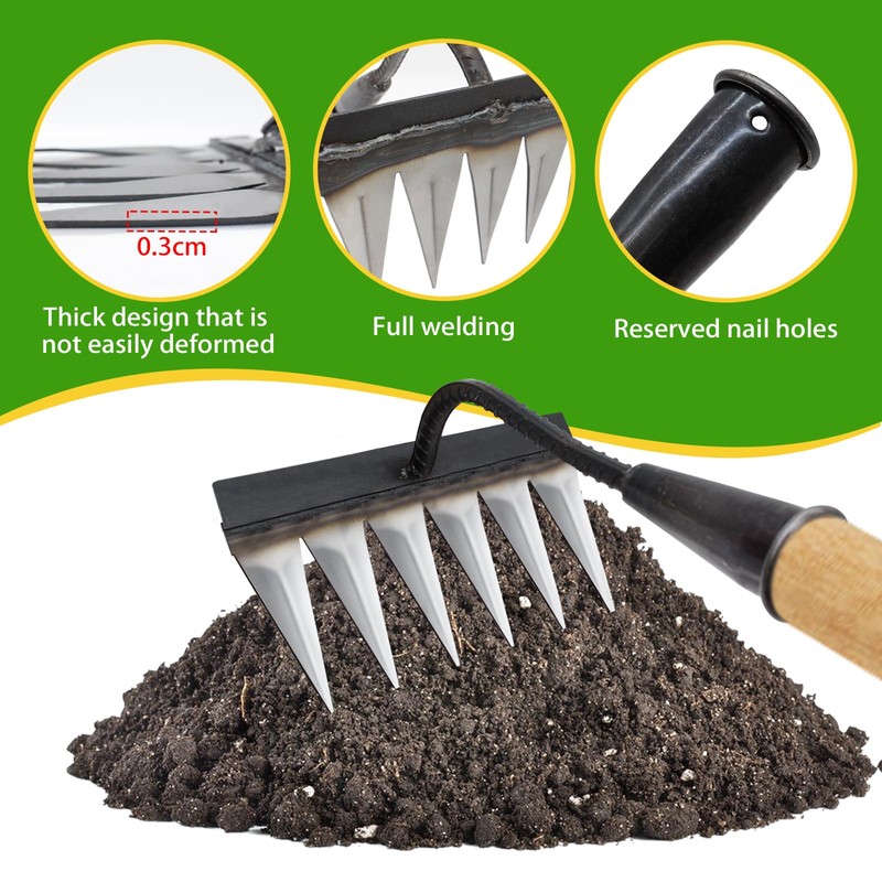 Garden Rake - Heavy Duty Rake - Traditional Garden Rake,