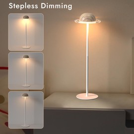 Freleca Planet LED RGB Cordless Lamp, Battery Operated Lamp, Inspiration from Saturn's rings, Colorful&Dynamic Table Lamps, Remote Control & Touch Control, East to Assemble, Sturdy Metal(Saturn Rings)