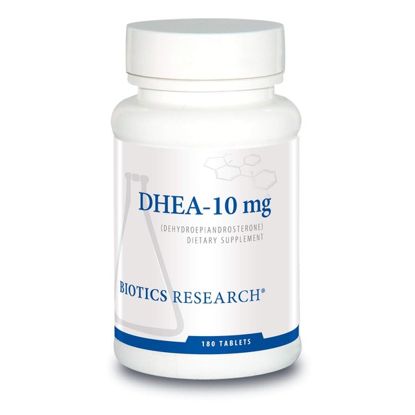 BIOTICS Research DHEA 10 Milligram Hormonal Balance, Metabolism, Improved Mood and Outlook, Age Gracefully, Healthy Stress Response, 180 Tablets