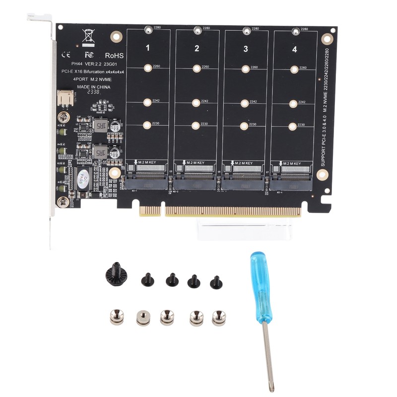 M.2 NVME SSD to PCIE X16 Adapter 4 Port High