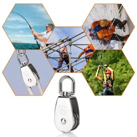 SWTYExt Pulley Small Pack of 2 Pulley Pulley 32 mm M32 for Ropes Load Capacity 250 kg Stainless Steel 304 Rope Pulley Fitness with Ball Bearing for Ropes up to 12 mm Diameter