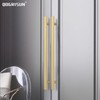 QOGRISUN 2-Pack Solid Brass Cabinet Pulls Hexagon Drawer Handles,7-9/16-Inch Hole