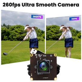 ELP USB Camera High Frame Rate 720P 100fps / 480P 260fps 2MP 1080P Webcam No Distortion 60 Degree Lens USB Camera Module for Golf Swing Embedded Camera Module for Android Linux Windows