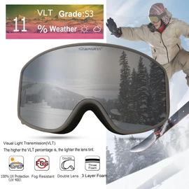 Ski Goggles (5. Grey Frame, Full Lens Mirrored Silver)