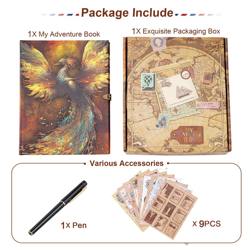 124 Pages 9.4 * 8.3 Inch Scrapbook Photo Album,Retro Style