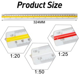Scale Ruler 30cm Scale Ruler Architect Plastic Scale Rule Grooves Design Cutting Ruler Triangular Professional Scale Rulers for Architects & Engineers : 1:100