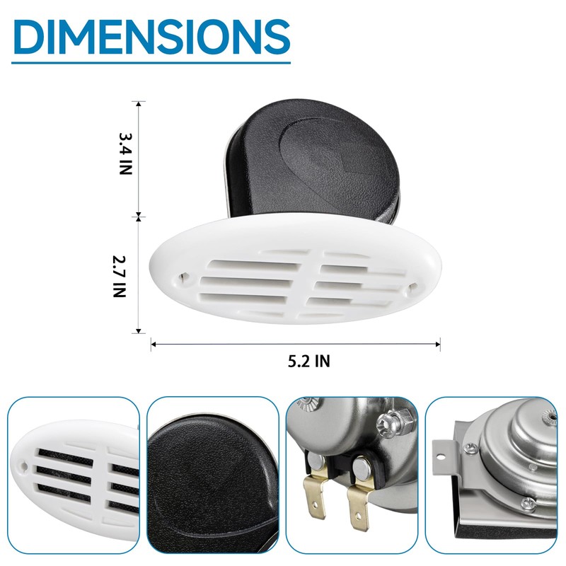 FARBIN Stainless Steel Boat Horn, 12V Marine Horn, Drop‑in Hidden