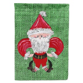 Caroline's Treasures 8746CHF Christmas Santa Fleur de lis House Flag Large Porch Sleeve Pole Decorative Outside Yard Banner Artwork Wall Hanging, Polyester, House Size, Multicolor