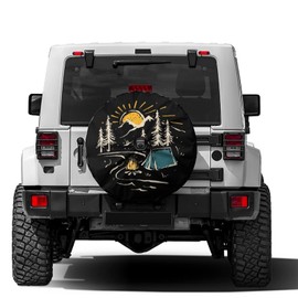 Delerain Spare Tire Cover with Backup Camera Hole Camping Hiking Wheel Covers Waterproof Dust-Proof UV Sun Universal Fit for Jeep Trailer RV SUV Truck (17 Inch for Diameter 31"-33")