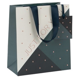 Glick Luxury Medium Geometric Just for You Gift Bag, For Birthdays and Other Occasions, 200w x 225h x 100d mm, Black & White