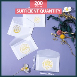 200 Pcs Glassine Envelopes, Mini Translucent Envelopes, Small Envelopes, Glassine Bags, Clear Envelopes forStamps, Coin, Lottery Tickets, Badges（3.9 x 2.8 Inches）
