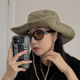 Washed Bucket Fishing Sun Hat - Wide Brim Cotton Summer Beach Outdoor UV Protection Cap for Men Women Khaki