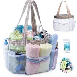 ELCUPA Mesh Shower Caddy Portable for College Dorm Room Essentials with Waterproof Phone Pouch, Shower Bag with Reinforced Bottom for Beach,Camping, Swimming,Gym, Quick Dry Toiletry Bag with 6 Pockets