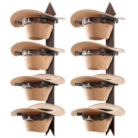 Cinati Cowboy Hat Rack, Cowboy Hat Holder Wall Mount Holds up to 4 Hats, Wooden Western Rustic Metal Cowboy Hat Hanger with Arrow Sign Board, Hat Rack for Cowgirl Hat, Fedora, Sun Hats (2 pack)