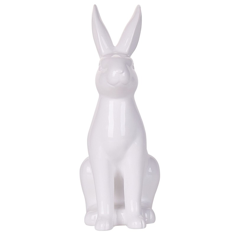 Beliani Rabbit Figurine Rabbit Easter White Ceramic Easter Decoration Rabbit