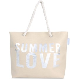 normani Beach Bag Shoulder Bag Handbag Shoulder Bag with Summer Design and Large Volume, Summer Love Beige