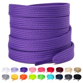 Olukssck 1 Pair Flat Shoe Laces for Sneakers, 2/5" Wide Athletic Shoelaces Dark Purple 28 inch(71cm)