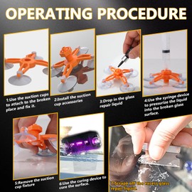 HERRYPLS Windshield Repair Kit for Chips and Cracks, Rock Chip Repair Kit Windshield, Car Windshield Crack Repair Kit to Repair Scratches,Star Shaped Crack, with Curing and Pressurizing Device (2Pcs)