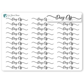 Day Off Script Planner Stickers / 30 Gold Foiled Text Headers (1.5”) No Work Schedule/Essential Productivity Life Planner Stickers/Bullet Bujo Journal/TODO to do Appointments