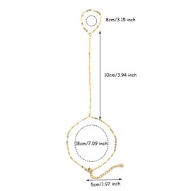 Mikovivi Ring Bracelet Hand Chain, Golden Hand Bracelet, Adjustable Finger Ring Chain, Stainless Steel, Stylish Hand Jewellery, Trendy Gift for Women, Stainless Steel