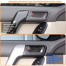 Fgtagtal Compatible with Toyota Land Cruiser Prado FJ150 150 2014-2018 Inner Door Handle Bowl Cover Trim, ABS Car Door Handle Bowl Protection Cover Sticker, 4 PCS (Black Wood Grain)
