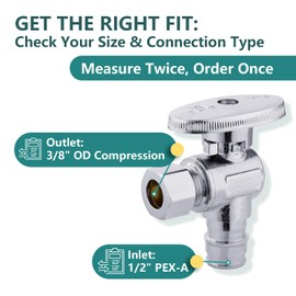 Niikappu 10 Pack 1/2" Pex Expansion x 3/8" OD Compression Angle Stop Valve, 1/4 Turn Pex A Angle Valves, Premium Shut Off Valve, Heavy Duty Brass for Toilet Bidet, Sink, Washing Machine