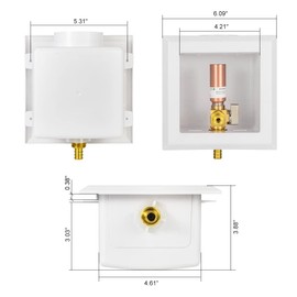EFIELD Universal Ice Maker Box,1/2-Inch Pex Crimp Inlet Connection with Installed 1/4-Turn Ball Valve (Crimp Pex with Copper Arrestor)