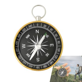 Compass Navigation with Keychain, Portable Hiking Compass Adjustable Declination Orienteering Compass Aluminum Alloy Scout Compass for Navigation, Expedition Map Reading, Orienteering and Survival
