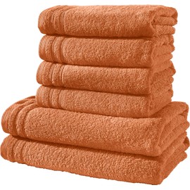 Erwin Müller Heidelberg Towel Set, Terry Towelling Set, 6–Piece 100% Cotton Terracotta – Lightweight Quality, Absorbent, Quick-Drying, Compact – Ideal for Sports, Beach, Travel (Other Colours)