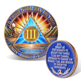 Leafence Sunshine Seaside Lighthouse Sobriety Coin Commemorative Coin Recovery Addiction NA AA Chips and Medallions Narcotics Alcoholics Anonymous Gifts (Sunshine Seaside Lighthouse, 3 Years)