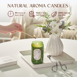 M&SENSE Aromatherapy Soy Scented Candle - Eucalyptus & Spearmint Scent, 10.6 oz, 60-Hour Burn, Refreshing Home Decor Gift for Women