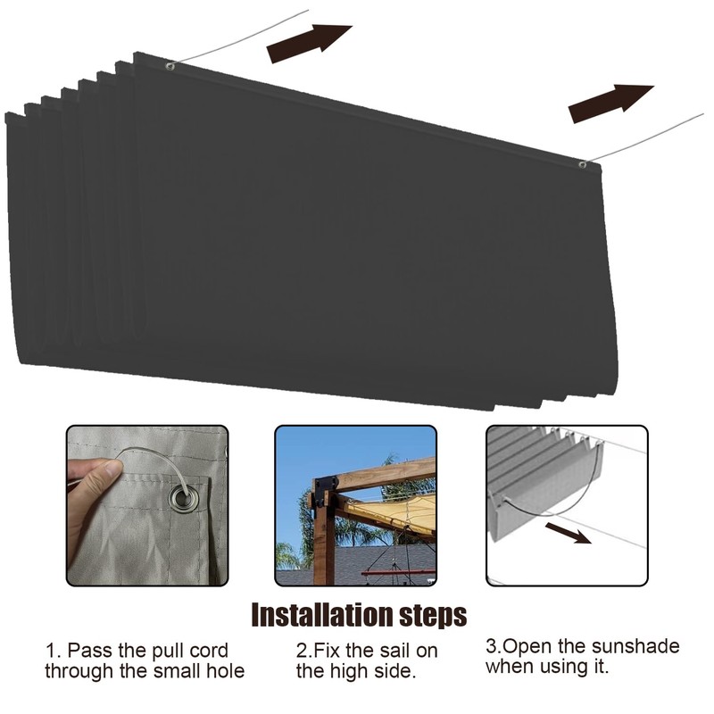 Retractable Wave Awning 1 x 2 m, Adjustable Roll-Up Sun