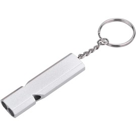 Emergency Survival Whistle | Double Tube Whistles | Pack of 2 | with Lanyard and Keychain | for Outdoor Camping, Hiking, Sports, and Dog Training (Silvery, Set of 2)