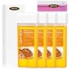 CENYEDA Roll On Wax Kit Hair Removal Cartridges 4 Pack of Honey Rollers with 50 Strips and 20 After Wipes, Gold / CENYEDA 롤 온 왁스 키트 제모 카트리지 50개의 스트립과 20개의 애프터 물티슈가 포함된 허니 롤러 4팩, Gold