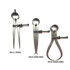 3 Pieces Spring Caliper Set - Inside, Outside & Divider 8" Inch / 200 mm - Measuring Tool, Workshop, Tool Room