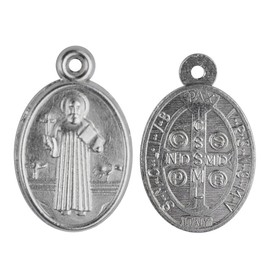 Saint St. Benedict Benedictine Protection Against Evil 23mm Silver Plated Catholic Christian Religious Gifts 24-Pack Medal Medallion Wholesale Lot