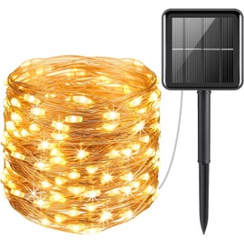 EZONEDEAL Solar Fairy Lights Outdoor,12m 300LED Solar Garden Lights 8 Modes Waterproof Copper Wire Decorative Solar String Lights for Patio,Gate,Trees,Wedding,Party,Home,Garden (12M)