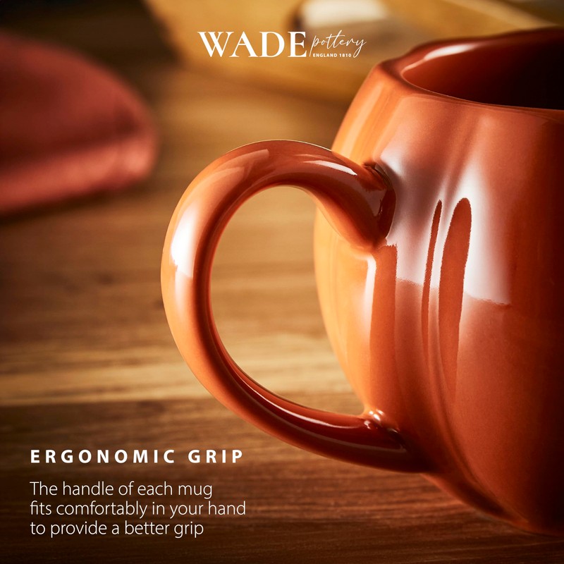 Wade WA976005ORA Set of 2 Pumpkin Shaped Mugs with Smooth