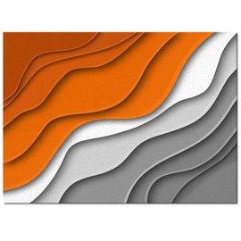 Orange Gradient Area Rugs Indoor Non-Slip Rectangle Rug 5x7 ft, Abstract Geometric Orange Gray Beach Sea Waves Rug Rubber Backing Floor Mats Contemporary Home Decor Carpet for Entryway Living Room