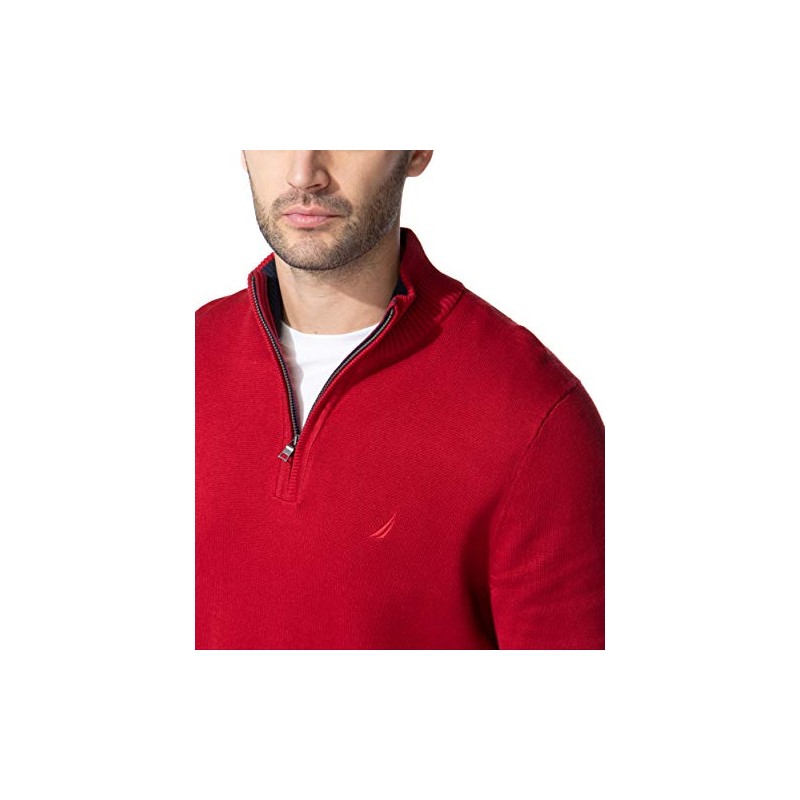 Nautica Men's Quarter-Zip Sweater, Nautica Red, Medium
