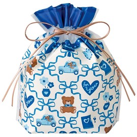 HEADS RCH-BS2 W7.1 x D3.1 x H7.1 inches (W180 x D80 x H180 mm), Blue, 20 Pieces, Ribbon Check PE Drawstring Bag