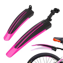 Bike Mudguard Set Adjustable Full Cover Thicken Widen Bicycle Fenders Front Rear Mud Guards for 20"-26" MTB Mountain Road Bike(Pink)