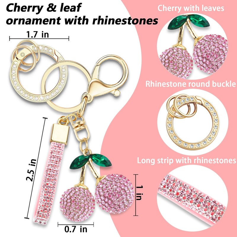 Yekoubo Key Fob Cover with Cherry Keychain, Soft TPU Smart