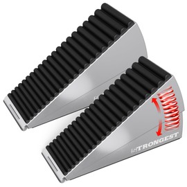 Strongest Home 2 Pack XL Adjustable Chrome Door Stopper with Spring – Heavy Duty Wedge for Oversized, Thick & Heavy Doors, Anti-Slip Rubber Grip, Commercial, Home & Outdoor Use on Carpet, Wood & Tile