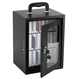 Consfly Cell Phone Locker Box, Thickened Steel Cell Phone Storage Cabinet 24 Slots Wall-Mounted Cell Phone Lock Box for School, Company