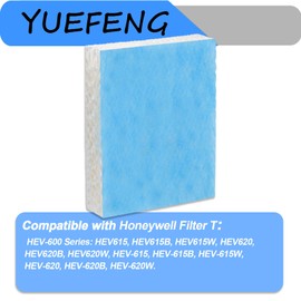 YUEFENG Humidifier Replacement Filter T for Honeywell Top Fill Humidifier HEV615 and HEV620 Humidifier Wicks, Compatible with Part # HFT600, HFT600T, HFT600PDQ (Blue-6pcs)
